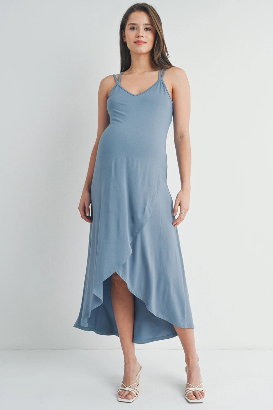 Tulip Hem V-Neck Midi Dress